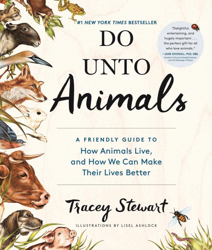 a variety of animals, wild and domestic, poking their heads onto the cover from the left side