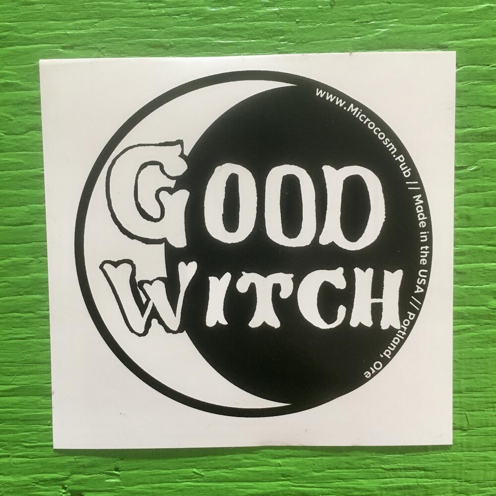 a crescent moon with the text good witch